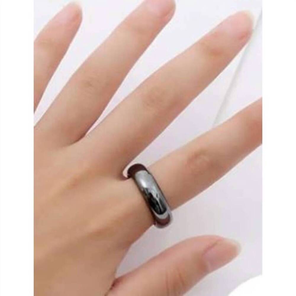 NEW MAVI BANDZ women's hematite stone band ring in black